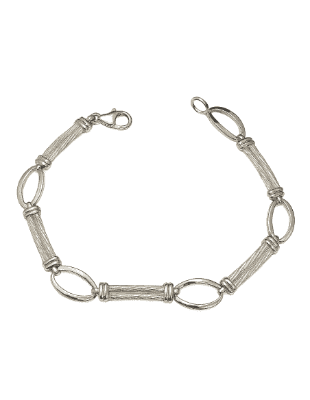 Pulsera de Plata para Mujer con Baño de Rodio y Diseño Ovalado - Hurjo R012001222