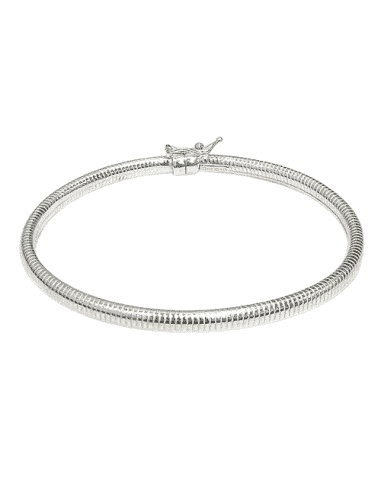 Pulsera Rígida de Plata de Ley Diseño Tubo Serpiente - Hurjo 0032901573