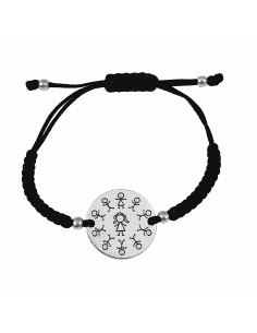 Pulsera para Profesora con Hilo Negro y Chapa de Plata Grabada- Plata 925