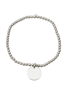Pulsera para Mujer de Bolitas con Colgante de Plata Grabado - Plata 925