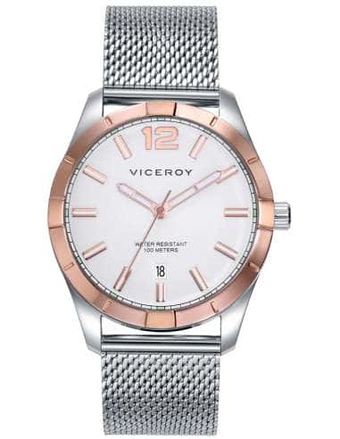 Reloj para Hombre con Correa de Malla y Bisel Rosado - Viceroy 401329-05