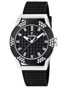 Reloj para Mujer esfera Negra con Circonitas y Correa de Silicona - Festina F16563/3