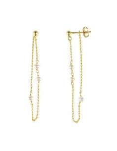 Pendiente para Mujer cadena con perlas de Plata Bañada en Oro - Salvatore 213A0269