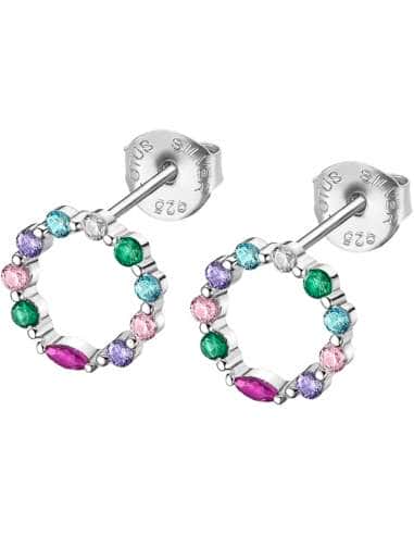 Pendientes Mujer Aro Circonitas de Colores Plata de Ley - Lotus LP3246-4/1