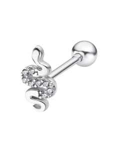 Piercing Serpiente en Plata de Ley con Circonitas Blancas - Lotus LP3375-9/1