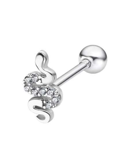 Piercing Serpiente en Plata de Ley con Circonitas Blancas - Lotus LP3375-9/1