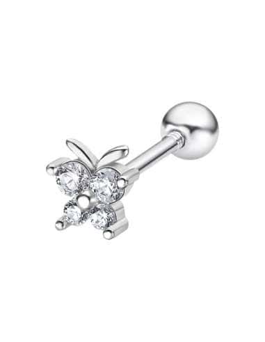 Piercing Mariposa en Plata de Ley con Circonitas Blancas - Lotus LP3373-9/1