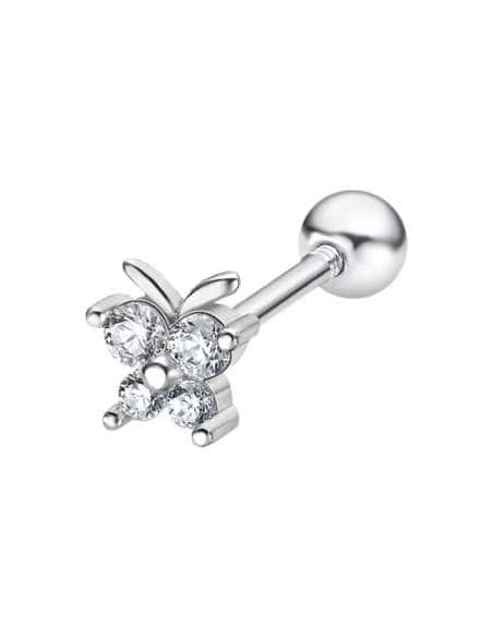 Piercing Mariposa en Plata de Ley con Circonitas Blancas - Lotus LP3373-9/1
