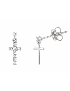 Pendientes para Mujer Pendientes en Plata de Ley con Cruz Colgante y Circonitas - Salvatore 211A0102