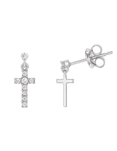 Pendientes para Mujer Pendientes en Plata de Ley con Cruz Colgante y Circonitas - Salvatore 211A0102