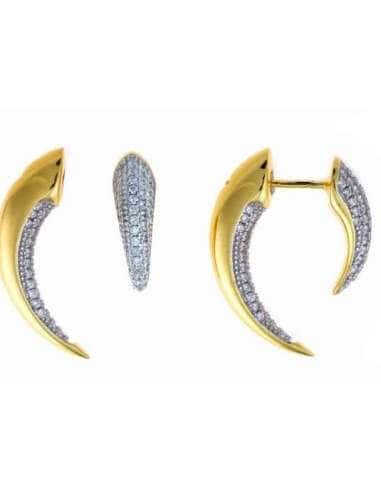 Pendientes para Mujer Pendientes en Plata de Ley con Baño de Oro y Circonitas Blancas - Salvatore 249A0027