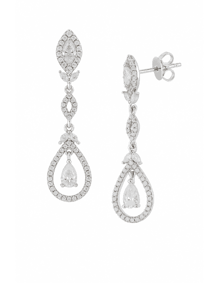 Pendientes para Mujer Colgantes en Plata de Ley con Circonitas y Cristal Blanco - Salvatore 112A0292
