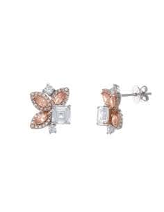 Pendientes para Mujer en Plata de Ley Rodiada con Circonitas Melocotón y Blancas - Salvatore 112A0242