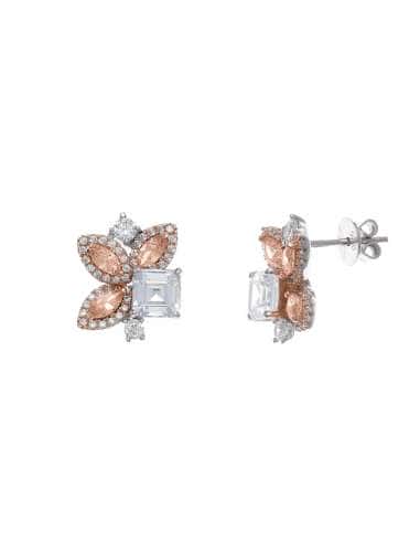Pendientes para Mujer en Plata de Ley Rodiada con Circonitas Melocotón y Blancas - Salvatore 112A0242