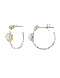 Pendientes para Mujer Pendientes Aro en Plata Rodiada con Perlas y Detalle Oro - Salvatore 163A0301