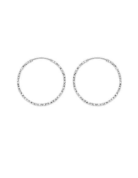 Pendientes para Mujer Aros facetados de Plata de ley 32 mm - Hurjo 0033001620