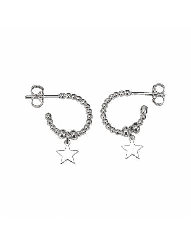 Pendientes para Mujer  Aro Bolitas con Estrella Colgante Hurjo en Plata de Ley - Hurjo 0033001672