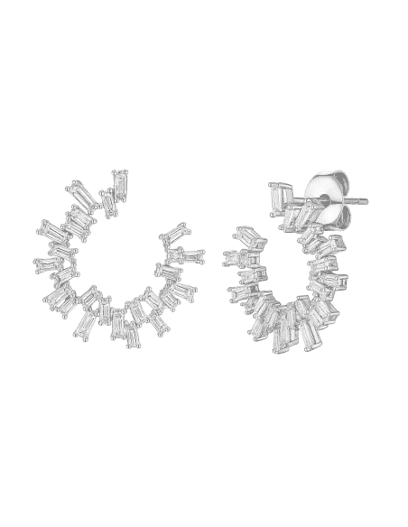 Pendientes para Mujer Baguette Circle en Plata de Ley - Salvatore 112A0274
