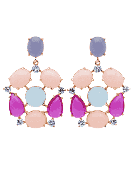 Pendientes para Mujer en Plata de Ley con Baño Oro Rosa y Cabujones Multicolor - Salvatore 236A0061