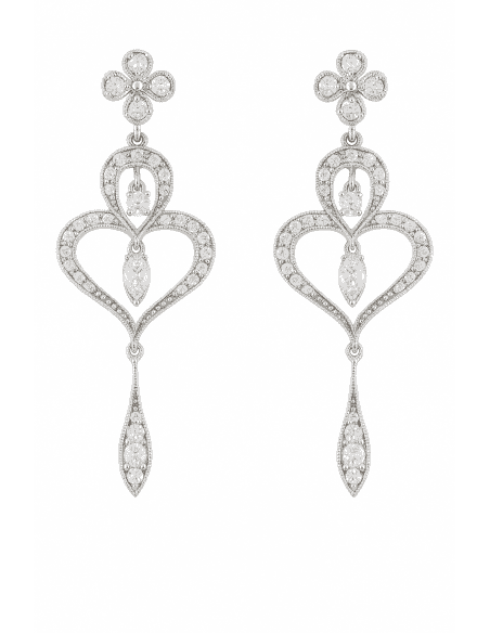 Pendientes para Mujer de Plata de Ley con Corazón y Circonitas Colgantes - Salvatore 52a0265