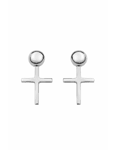 Pendientes para Mujer Cruz Minimal de Plata de Ley - Plata 925