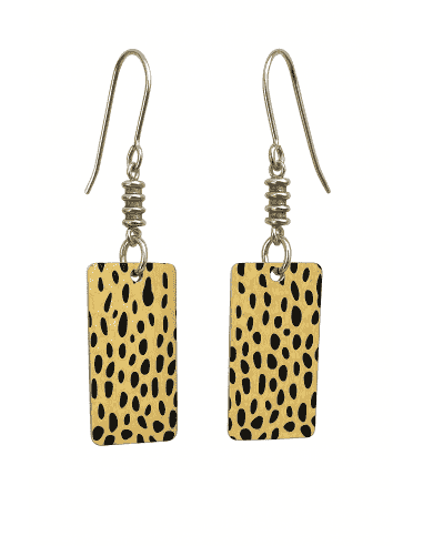 Pendientes Largos para Mujer de Plata con Rectángulo Esmaltado Animal Print - Plata 925
