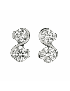 Pendientes para Mujer Doble Circonita de Plata - Plata 925
