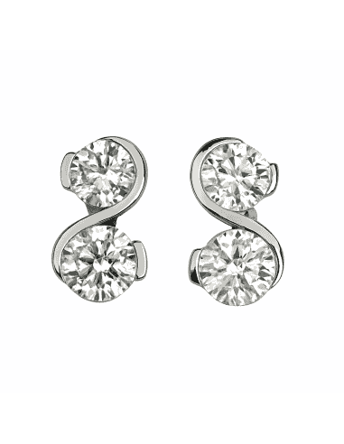 Pendientes para Mujer Doble Circonita de Plata - Plata 925