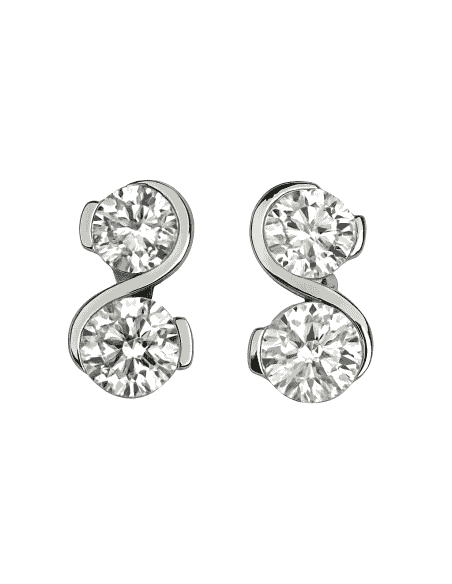 Pendientes para Mujer Doble Circonita de Plata - Plata 925