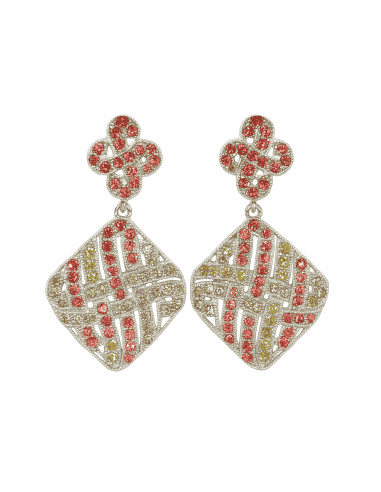 Pendientes para Mujer Colgantes Filigrana con Circonitas Multicolor - Plata 925