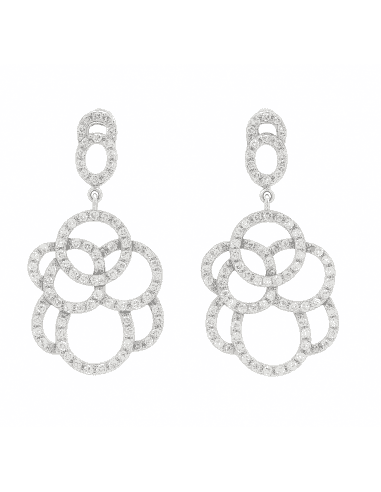 Pendientes para Mujer Círculos Encadenados con Circonitas en Plata - Plata 925