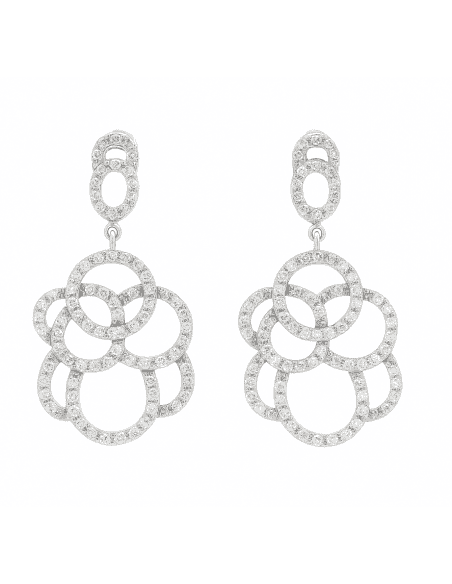Pendientes para Mujer Círculos Encadenados con Circonitas en Plata - Plata 925
