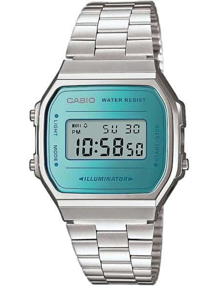 Reloj Digital Retro Acero Inoxidable con Pantalla Azul Iluminator - Casio A168WEM-2EF