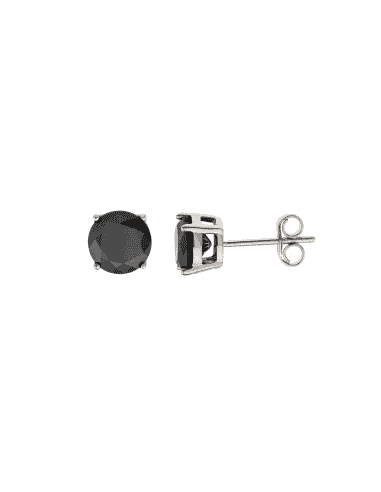 Pendientes Unisex Plata Rodiada con Circonita Negra - Salvatore 103A0134
