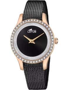 Reloj para Mujer de Acero Negro y Oro Rosa con Circonitas - Lotus 18828/2