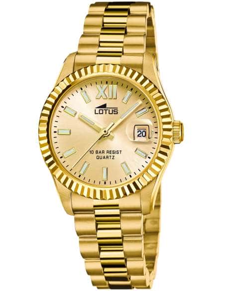 Reloj para Mujer de Acero Dorado con Calendario - Lotus 18932/2