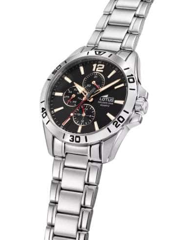 Reloj para Hombre Multifunción Acero con Esfera Negra - Lotus 18812/6