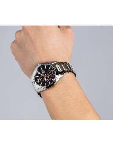 Reloj para Hombre Multifunción Acero con Esfera Negra - Lotus 18812/6