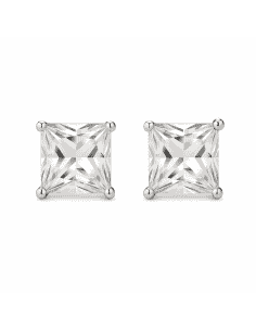 Pendientes Unisex con circonita cuadrada (5x5mm) - Plata 925