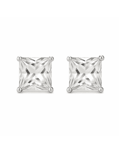 Pendientes Unisex con circonita cuadrada (5x5mm) - Plata 925