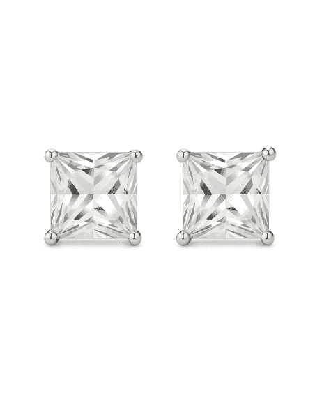 Pendientes Unisex con circonita cuadrada (5x5mm) - Plata 925