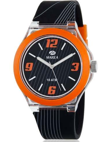 Reloj para Hombre Juvenil Deportivo Negro y Naranja 10 ATM - Marea B35354/5