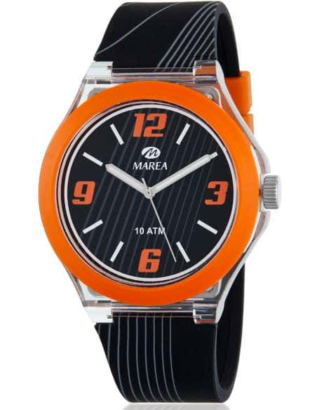 Reloj para Hombre Juvenil Deportivo Negro y Naranja 10 ATM - Marea B35354/5