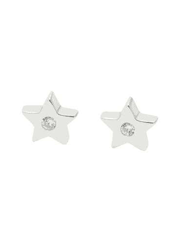 Pendientes para Niña Estrella con circonita (7mm) - Plata 925