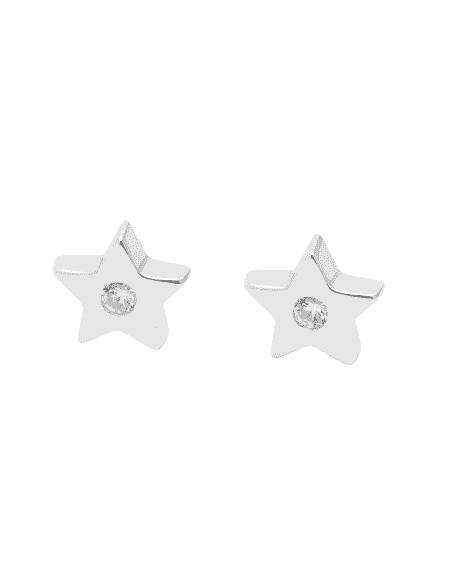 Pendientes para Niña Estrella con circonita (7mm) - Plata 925