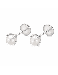 Pendientes para  Bebé de Plata y perlas (4mm de perla) - Plata 925