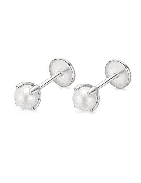 Pendientes para  Bebé de Plata y perlas (4mm de perla) - Plata 925