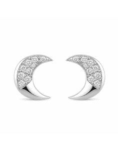 Pendientes para Unisex de plata media luna con circonitas - Plata 925