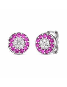 Pendientes de Plata con Circonitas Rosas para Mujer o Niña - Plata 925