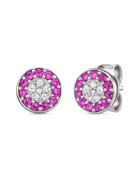 Pendientes de Plata con Circonitas Rosas para Mujer o Niña - Plata 925